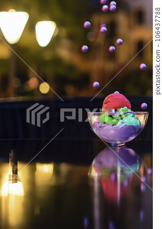 Icecream In A Little Vase On a Table 106437788
