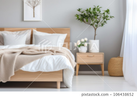 Blur background material of bedroom with wooden furniture 106438652