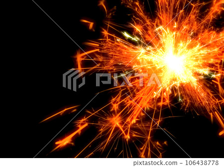 Illustration of a sparkler sparkling in orange color Illustration of a sparkler sparkling in orange color 106438778
