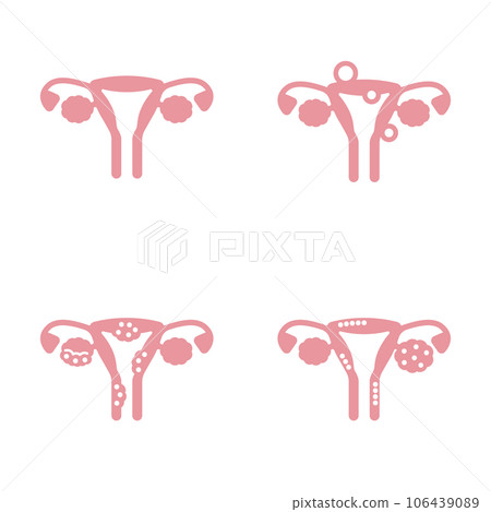Uterus simple icon set front 106439089