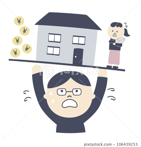 Illustration of a father who desperately supports his family Illustration of a father who desperately supports his family 106439253