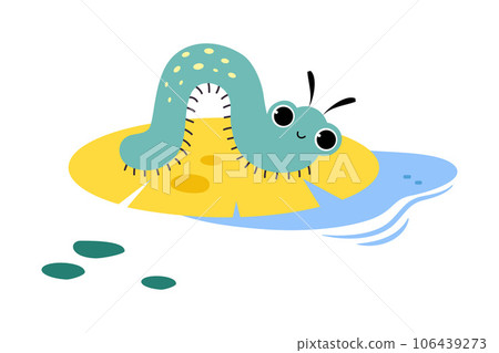 Cute Caterpillar or Worm as Crawling Insect on Swamp Pad Vector Illustration Cute Caterpillar or Worm as Crawling Insect on Swamp Pad Vector Illustration 106439273