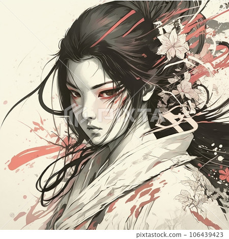 Martial arts woman illustration art (AI generated image) 106439423