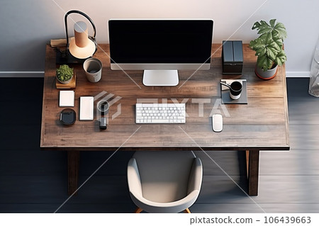 Workspace with a personal computer AI-generated image AI image 106439663
