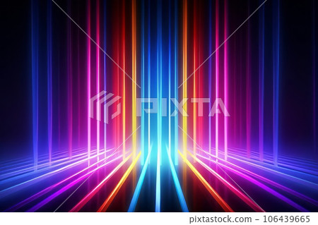 Neon colored rays AI generated image AI image Neon colored rays AI generated image AI image 106439665