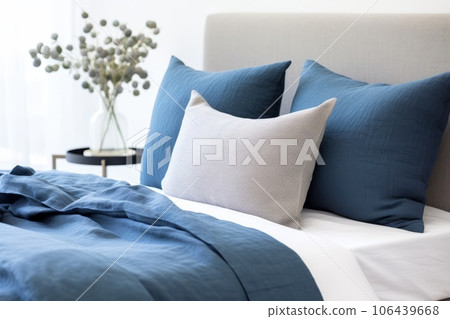 Bedroom with fluffy pillows AI generated image AI image Bedroom with fluffy pillows AI generated image AI image 106439668