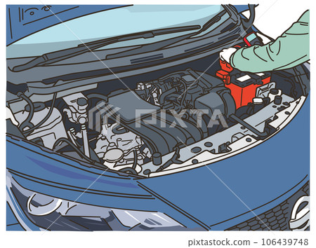 汽車發動機艙檢查工作圖 106439748