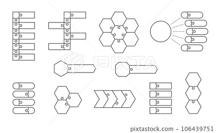 infographic Flat Line design template. Business jigsaw concept. vector infographic Flat Line design template. Business jigsaw concept. vector 106439751