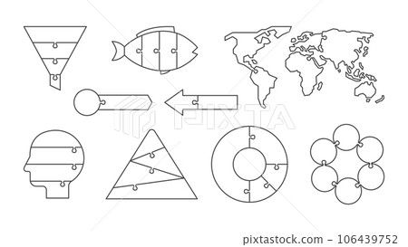 infographic Flat Line design template. Business jigsaw concept. vector infographic Flat Line design template. Business jigsaw concept. vector 106439752