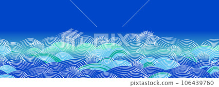 藍色隨機波浪圖案矢量圖素材 106439760