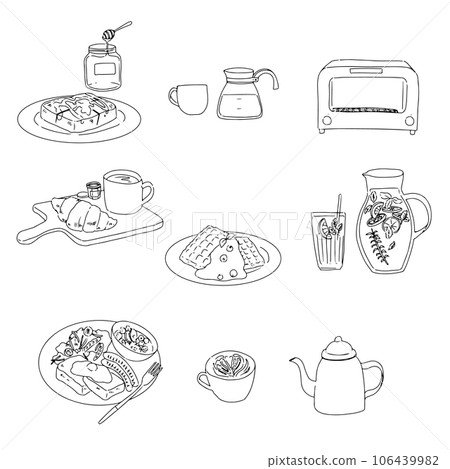 Stylish hand drawn rough breakfast food icons 106439982