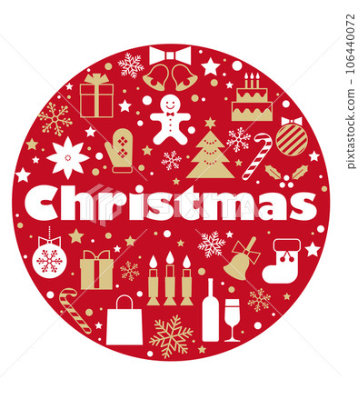 聖誕節形象插畫素材矢量圓形排列十二月 106440072