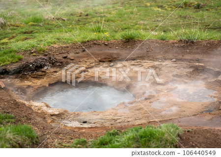 Geothermal activity in Hveragerdi, Iceland with hot springs 106440549