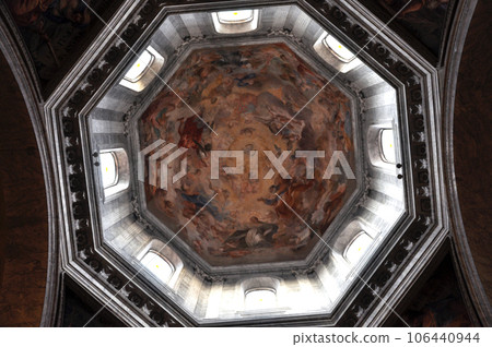 Painted ceiling of the dome of Santa Maria del Popolo basilica Painted ceiling of the dome of Santa Maria del Popolo basilica 106440944