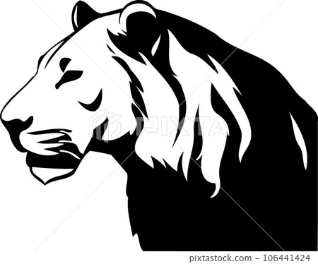 lioness head in black and white 106441424