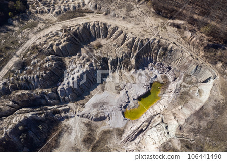 Aerial shot of opencast mine lake 106441490
