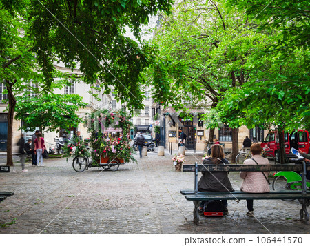 Street corner of Paris Place Marche Sainte Catherine 106441570
