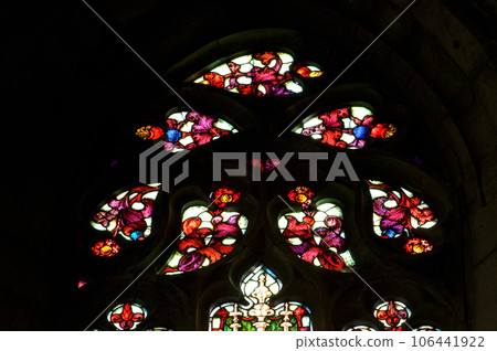 Stained glass window detail with Biblical scene Stained glass window detail with Biblical scene 106441922