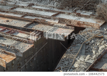 Demolition site: Temporary storage of removed scrap iron Demolition site: Temporary storage of removed scrap iron 106442573