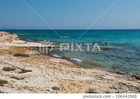 Rocky sea coast in Cyprus 106442900