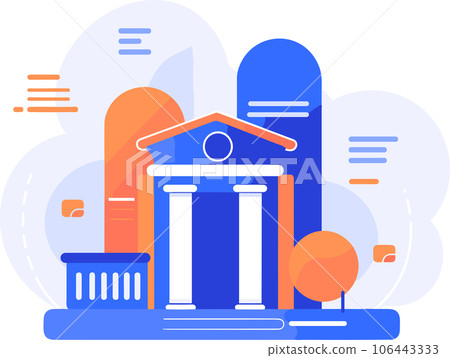 bank building facade in UX UI flat style bank building facade in UX UI flat style 106443333