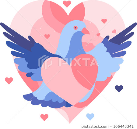 white dove with heart in the wedding concept in UX UI flat style 106443341