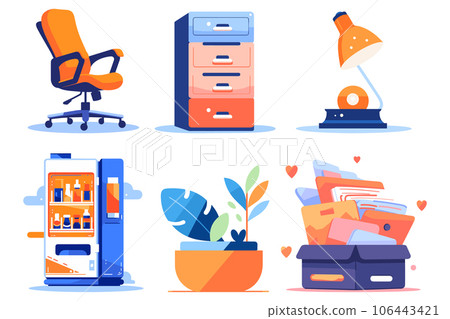 Office equipment in UX UI flat style Office equipment in UX UI flat style 106443421