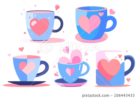 coffee mug with heart in UX UI flat style coffee mug with heart in UX UI flat style 106443433