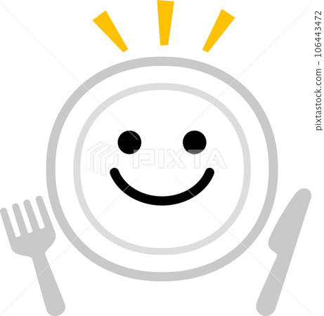 帶有笑臉的盤子、刀叉 帶有笑臉的盤子、刀叉 106443472