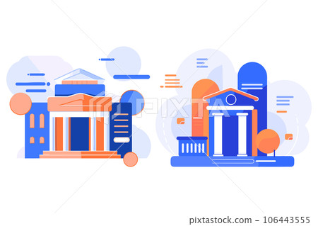 bank building facade in UX UI flat style 106443555