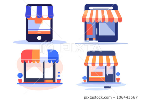 Storefront facade for online stores in UX UI flat style Storefront facade for online stores in UX UI flat style 106443567
