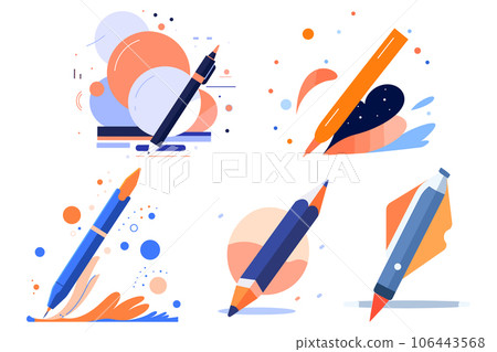 Pen and idea concept in UX UI flat style Pen and idea concept in UX UI flat style 106443568