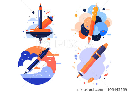 Pen and idea concept in UX UI flat style 106443569