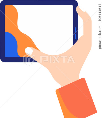 hand holding tablet in UX UI flat style 106443641