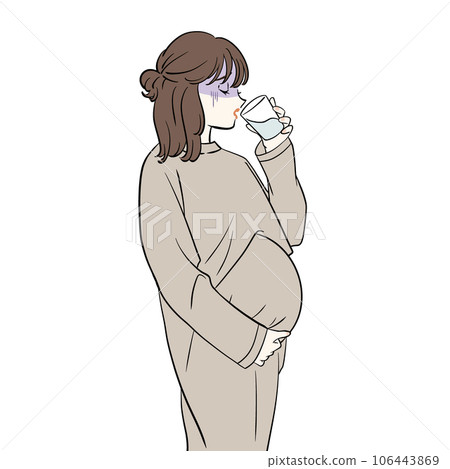 A pregnant woman who has severe morning sickness and feels unwell 106443869