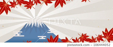 Ukiyo-e style diamond Fuji and autumn leaves banner 106444052
