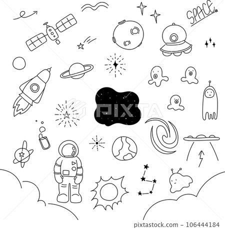 Hand drawn cute universe illustration set 106444184