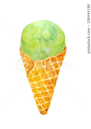 水彩插圖抹茶冰淇淋 106444196