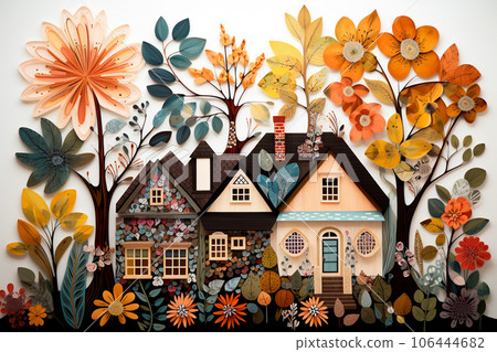 Fairy tale flowers and houses 106444682