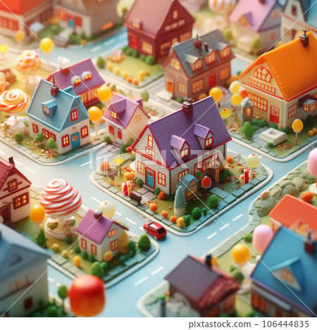 Cityscape of colorful toys 106444835