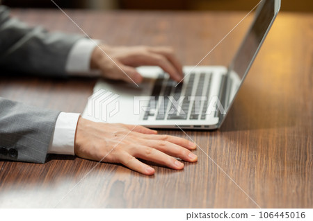 Business male computer at hand 106445016