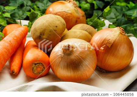 Carrots, onions and potatoes Carrots, onions and potatoes 106445056