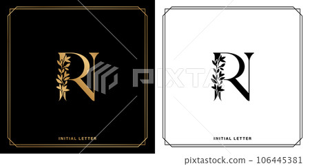 RN floral monogram letter Elegant luxury logo design in black white and gold color for advertisement material, collage print, ads campaign marketing, screen printing, letterpress golden foil cards RN floral monogram letter Elegant luxury logo design in black white and gold color for advertisement material, collage print, ads campaign marketing, screen printing, letterpress golden foil cards 106445381