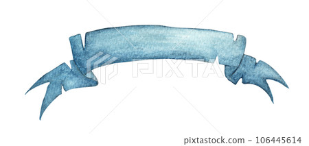 Watercolor blue ribbon. Watercolor blue ribbon. 106445614