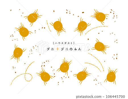 Illustration of gathered mites and droppings / Easy-to-use vector data / Title space in the center 106445700