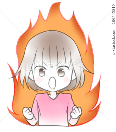 A young girl with her mouth wide open, full of motivation and anger 106445819