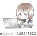 Young woman in a suit working on a laptop 106445822