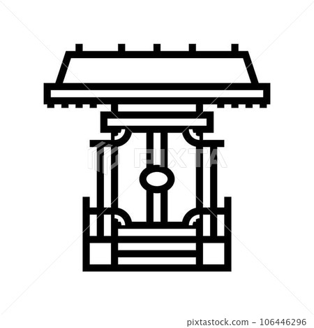 kamidana household shrine shintoism line icon vector illustration 106446296