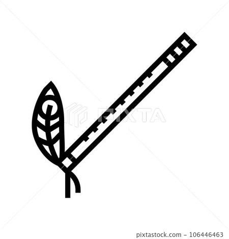 krishna flute hinduism line icon vector illustration 106446463