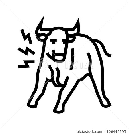 angry bull animal line icon vector illustration 106446595